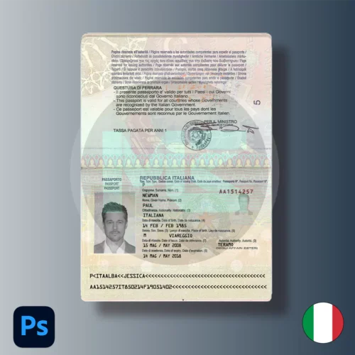 Italy Passport PSD editable