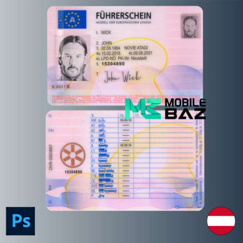 Austria-Driver-License-PSD editable
